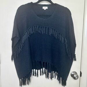 World Market Black Fringe Poncho